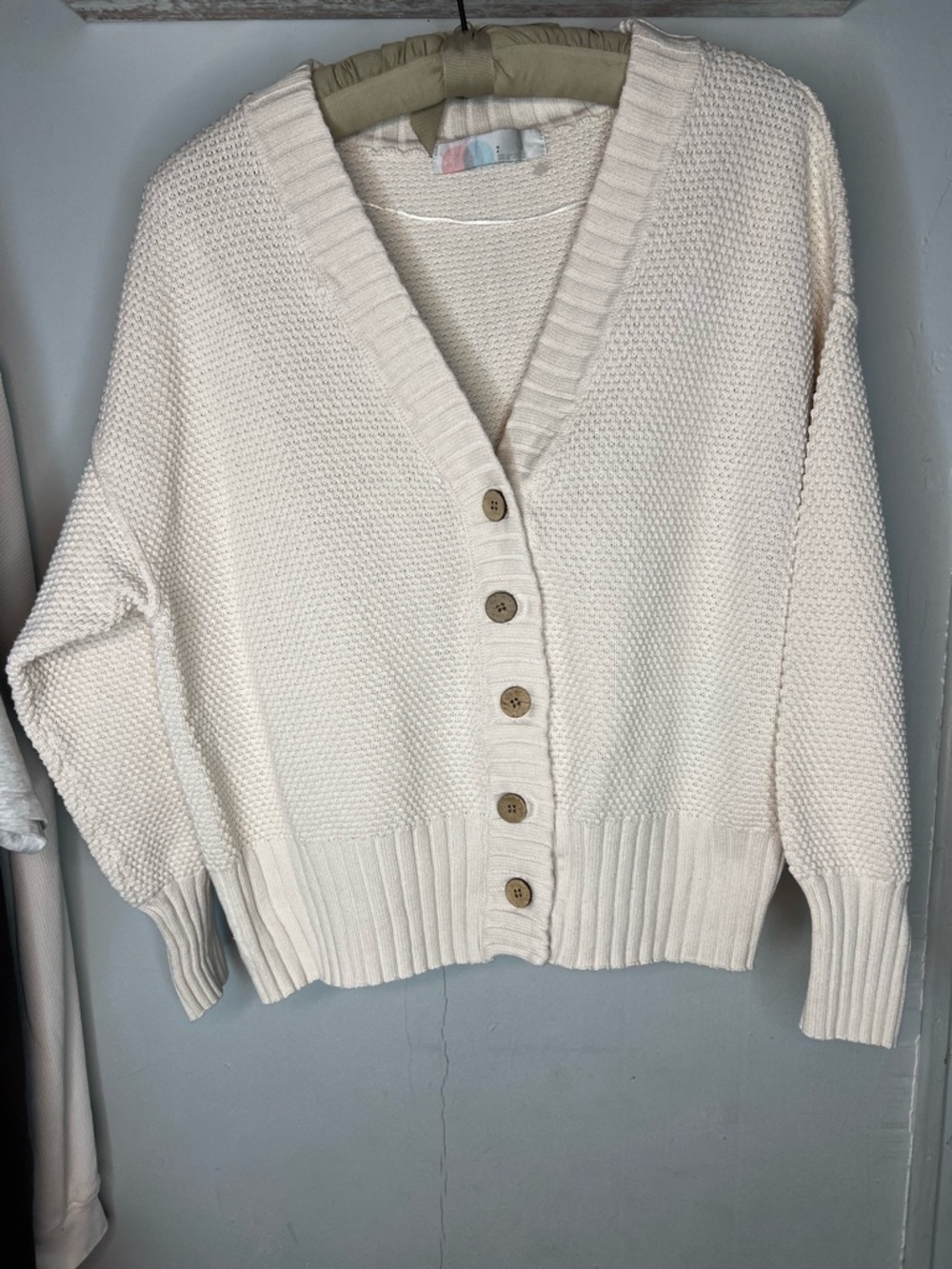 Free people beach Cozy Cream Button-Front Knit Cardigan Sweater size S
